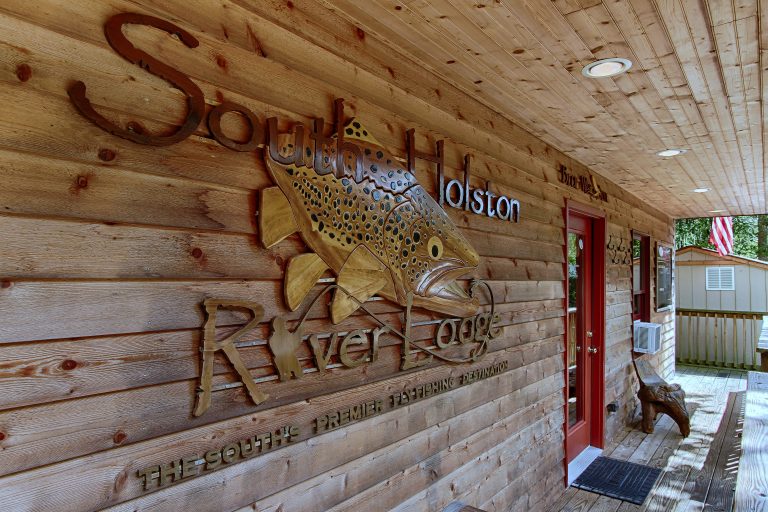 South Holston River Lodge Signage at Blue Wing Olive Cabin